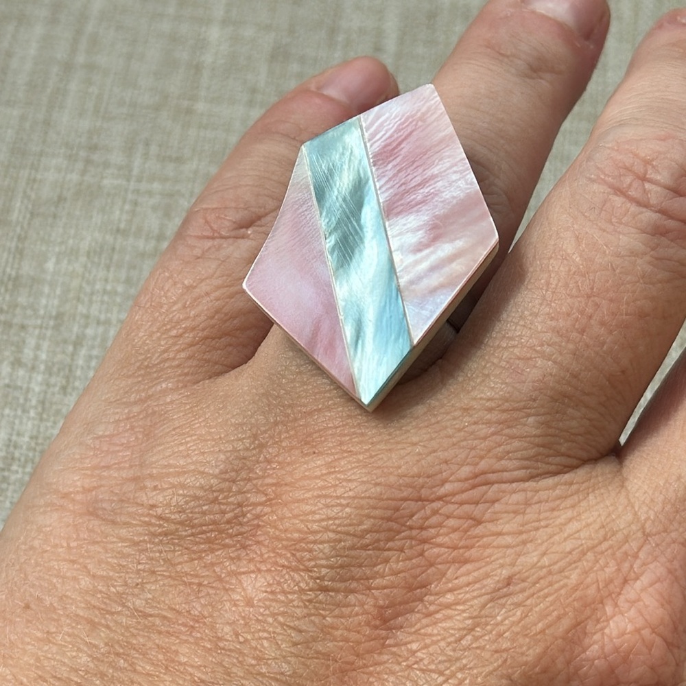 Mcm Inlay Statement Ring Vtg - image 5